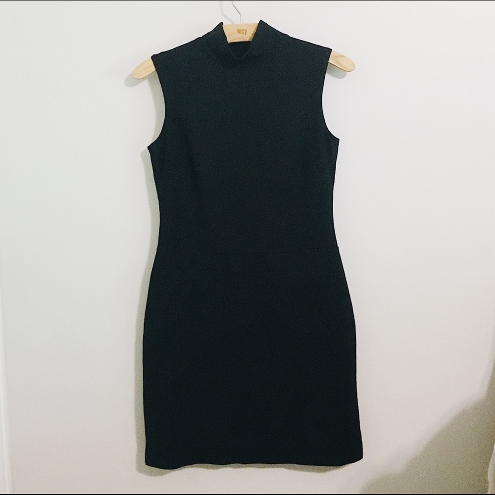 Black Mock Neck Bodycon Dress